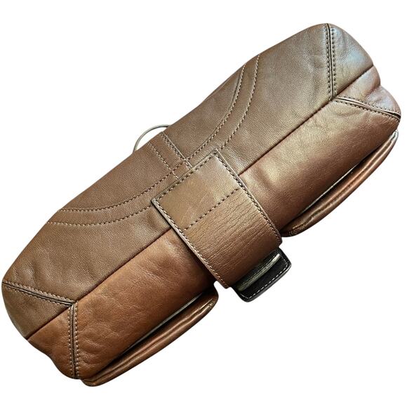 COACH 3653 Soho Double Pocket Buckle Flap Brown Leather Shoulder Bag Y2K 2005 - Picture 4 of 14